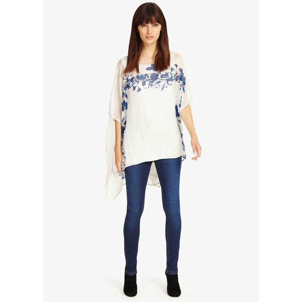 Phase Eight Women's Tamsin Silk Floral Blouse In Grey/Blue Size S